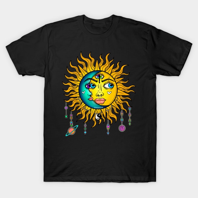 Trippy sun and moon T-Shirt by Thisuniquevibe